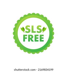 Green icon with sign sls free. Sls free on white background.