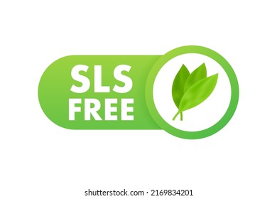 Green icon with sign sls free. Sls free on white background.