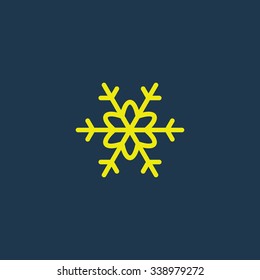 Green icon of Snow Flake on dark blue background. Eps.10