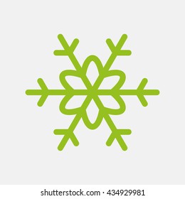 Green icon of Snowflake on Light Gray background. Eps-10.