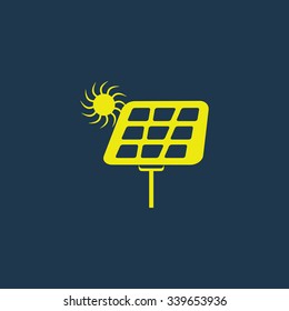 Green icon of Solar Panel on dark blue background. Eps.10