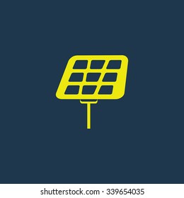 Green icon of Solar Panel on dark blue background. Eps.10