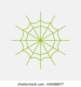 Green icon of Spider Web on Light Gray background. Eps-10.
