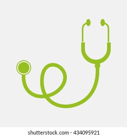 Green icon of Stethoscope on Light Gray background. Eps-10.