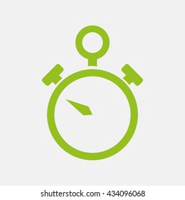 Green icon of Stopwatch on Light Gray background. Eps-10.