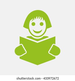 Green icon of Student  on Light Gray background. Eps-10.