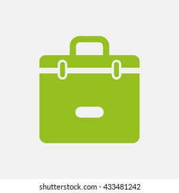Green icon of Suitcase on Light Gray background. Eps-10.