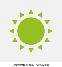 Green icon of Sun on Light Gray background. Eps-10.