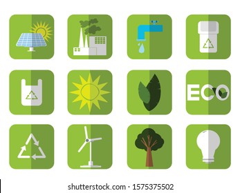 Green icon and symbol comcept green eco world on background