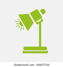 Green icon of Table Lamp on Light Gray background. Eps-10.