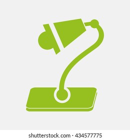 Green icon of Table Lamp on Light Gray background. Eps-10.