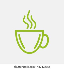 Green icon of Tea & Coffee Cup on Light Gray background. Eps-10.