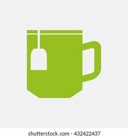 Green icon of Tea & Coffee Cup on Light Gray background. Eps-10.