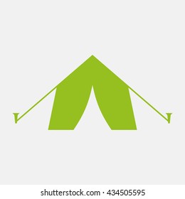Green icon of Tent on Light Gray background. Eps-10.