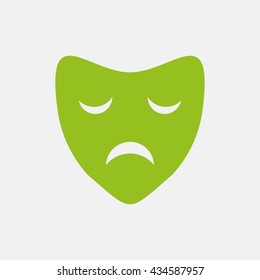 Green icon of Theater Mask on Light Gray background. Eps-10.