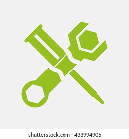 Green icon of Tools on Light Gray background. Eps-10.