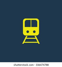 Green icon of Train on dark blue background. Eps.10