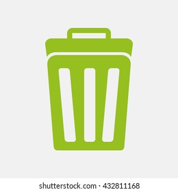 Green icon of Trash Can Or Dustbin on Light Gray background. Eps-10.