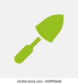 Green icon of Trowel on Light Gray background. Eps-10.