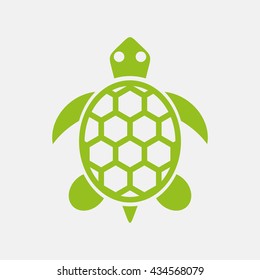 Green icon of Turtle Or Tortoise on Light Gray background. Eps-10.