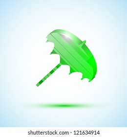 Green icon umbrella. Vector illustration