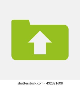 Green icon of Upload on Light Gray background. Eps-10.