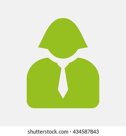 Green icon of User on Light Gray background. Eps-10.