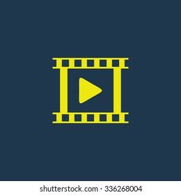 Green icon of Video on dark blue background. Eps.10
