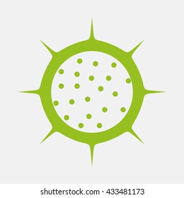 Green icon of Virus on Light Gray background. Eps-10.