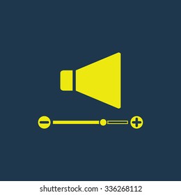 Green icon of Volume on dark blue background. Eps.10