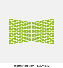 Green icon of Wall on Light Gray background. Eps-10.