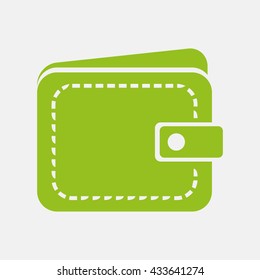 Green icon of Wallet on Light Gray background. Eps-10.
