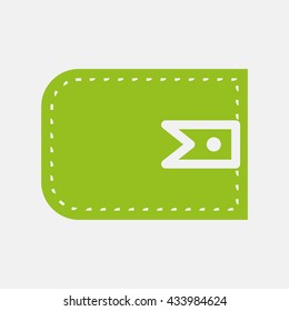 Green icon of Wallet on Light Gray background. Eps-10.
