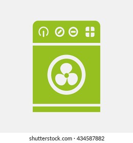 Green icon of Washing Machine on Light Gray background. Eps-10.