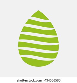 Green icon of  Water Drop on Light Gray background. Eps-10.