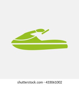 Green icon of Water Scooter on Light Gray background. Eps-10.