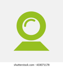 Green icon of Webcam on Light Gray background. Eps-10.