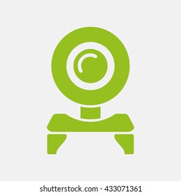 Green icon of Webcam on Light Gray background. Eps-10.