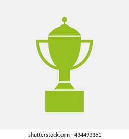 Green icon of Winning Trophy on Light Gray background. Eps-10.