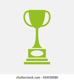 Green icon of Winning Trophy on Light Gray background. Eps-10.