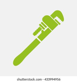 Green icon of Wrench on Light Gray background. Eps-10.