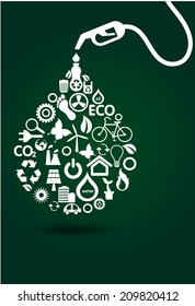 Green icons concept design and save world background, vector illustration
