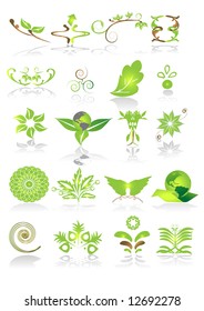 Green icons and graphics - vector collection