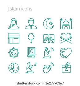 Green icons on the theme of Islam for use in design