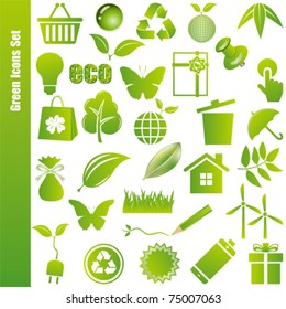 Green icons set. Illustration vector.