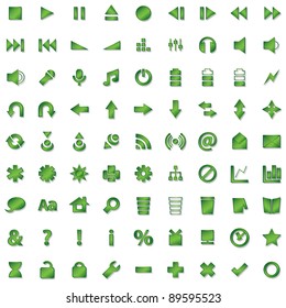green icons set isolated on white background