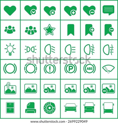 Green Icons and Signs Vector Set Collection for Web Design.