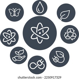 Naturaleza del diseño vectorial de los iconos verdes