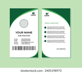 Green id card design for your company.
