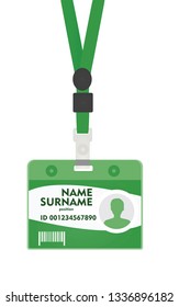 Green id lanyard. vector illustration
